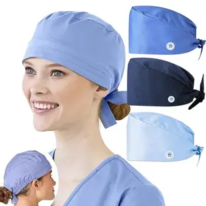 3 pieces of gourd shaped work hats - adjustable with sweatband, suitable for nurses, chefs, and beauty salons