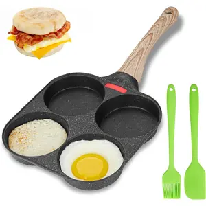 4-Cup Nonstick Egg Frying Pan, Multi-Cook Skillet for Breakfast, Fried Eggs, Pancakes, Hamburgers and Sandwiches, Universal Compatibility for Gas Stoves and Induction Cooktops