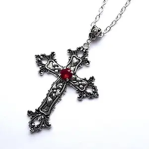 Flowers Print Cross Diamond Necklace Prayer Redemption Necklace mystery  jewelry luxury rhinestone
