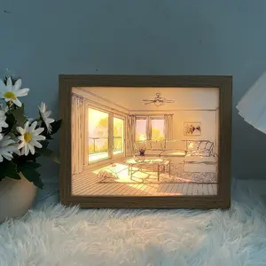 LED Light-Up Art Frame | 3-Color Dimmable Lighting | Modern Rectangular Design | Perfect for Bedroom, Living Room & Home Decor | Ideal Gift & Stylish Room Accent