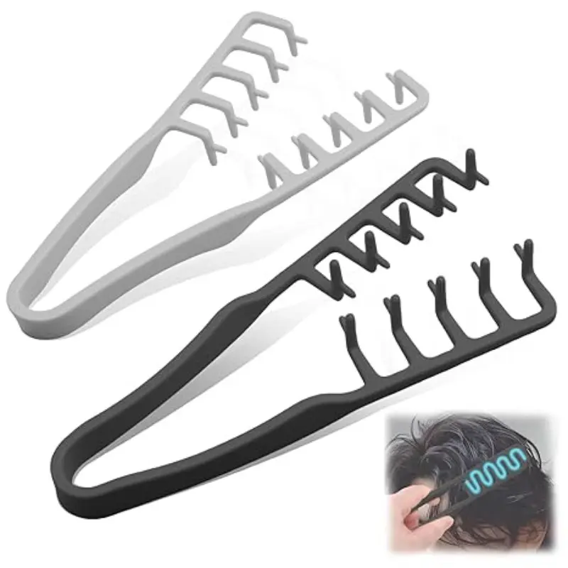 2 Pcs Texture Comb, Voluminous Wide-Toothed Hair Comb, Hair Styling Combs, Hair Styling Tools, Apparatus Maximum Lift Roots Volume Tool, Barber Wide Fine-Toothed Dual-Purpose Set, ABS Plastic with Textured Grip Tool for Men (Black+Grey)
