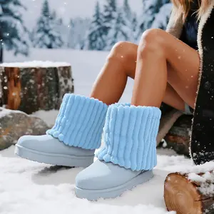 HISQIM Women's Platform Suede Ankle Snow Boots Winter Warm Fuzzy and Plush Fur Lined Anti-Slip Short Pull On Cuff Boots