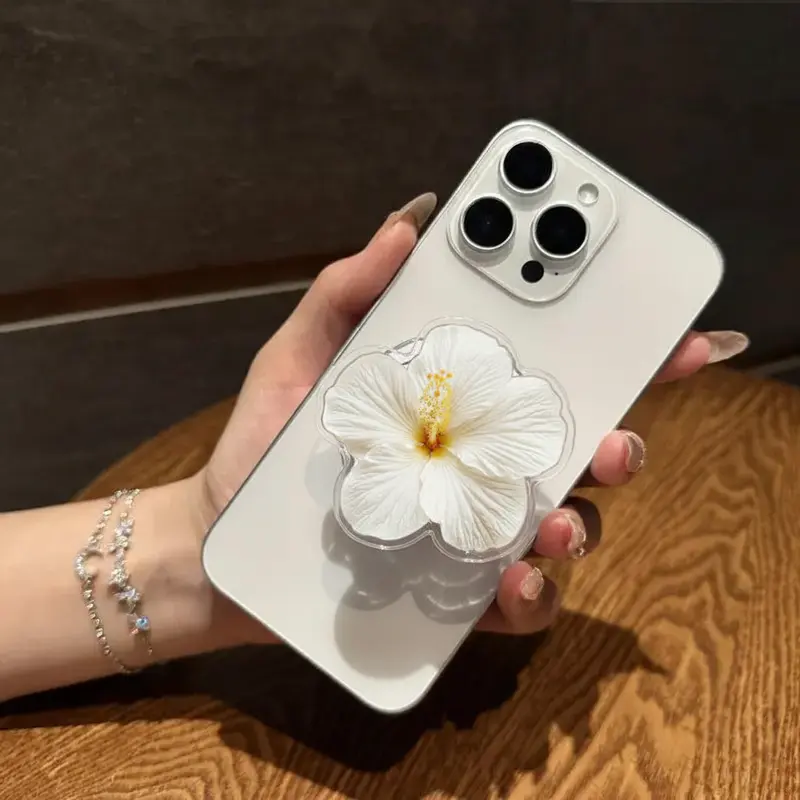 Blue Lily Flower MagSafe Phone Grip – Magnetic Pop Socket