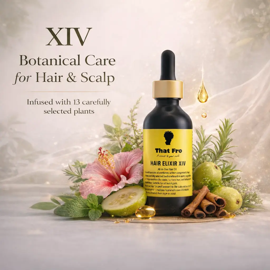 That Fro Hair Elixir XIV-Vegan Herbal Hair Oil Extra Virgin Olive Oil & 13 Herbs Fragrance Free Gentle on Scalp Ideal for Curly Coily & Afro Hair