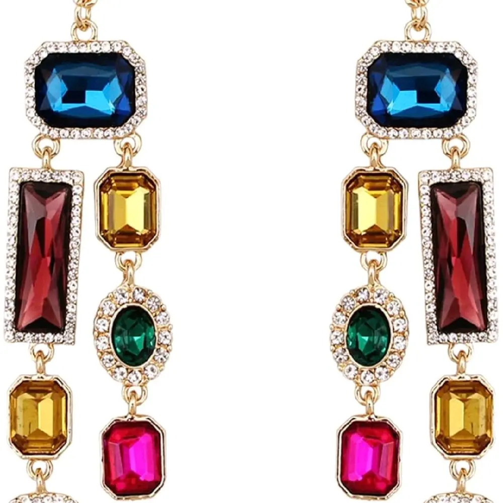 Vintage Rectangle Teardrop Chandelier Earrings