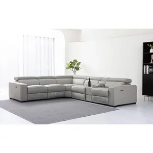 Bowen Modern Reclining Sectional brown removable gray soft cloud couch