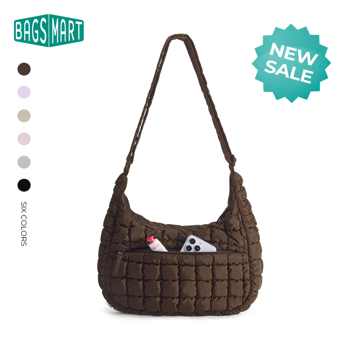 【NEW IN】BAGSMART Crossbody Bags for Women,Quilted Lightweight Shoulder Handbags with Adjustable Strap, Crescent Shoulder Bag, Puffer Purse Shoulder, Easy Clean Hobo Bag for Daily Use Travel Essentials summerwins