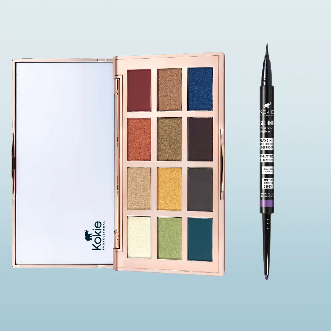 Kokie Professional Artist Eyeshadow Palette & Gel Ink Dual Ended Eyeliner Duo