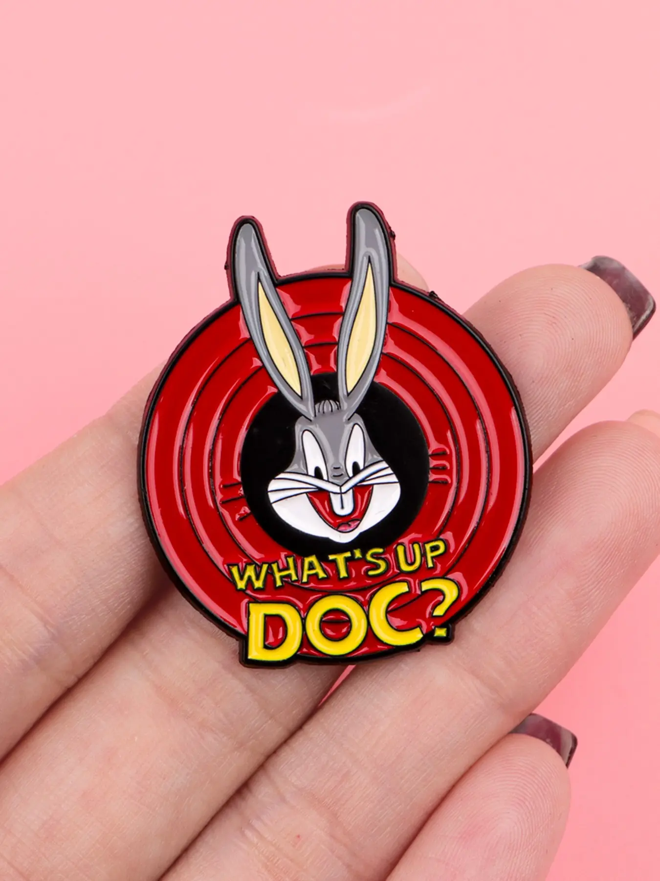 What's Up? Cute Rabbit Enamel Pin Clip, Brooch Pins, Lapel Pins, Cartoon Movie Zinc Alloy Unique Design Badge, Fashion Jewelry Gift for Women, Casual Backpack Accessory