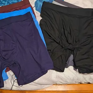 Men's Solid Color Bamboo Fiber Boxer Brief, Breathable Comfy Underwear for Daily Wear, Casual Men's Underwear for All Seasons, Stretchy Underwear