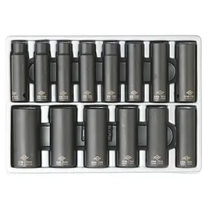 212 MAIN 14-Piece Metric Deep Impact Socket Set, 1/2-Inch Drive, 10-27mm, Chrome Moly, Forged Steel, Radius Corners
