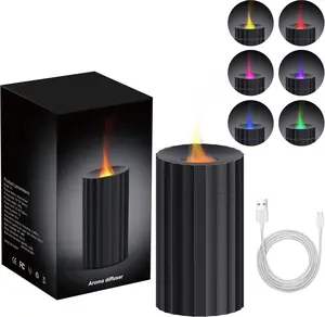 Rican Car Diffuser, Black Car Humidifier,Flame Diffuser for Essential Oils - Mini Portable Humidifier Cool Mist,100Ml Colorful Air Aroma Diffuser,Aromatherapy Diffuser for Home Office