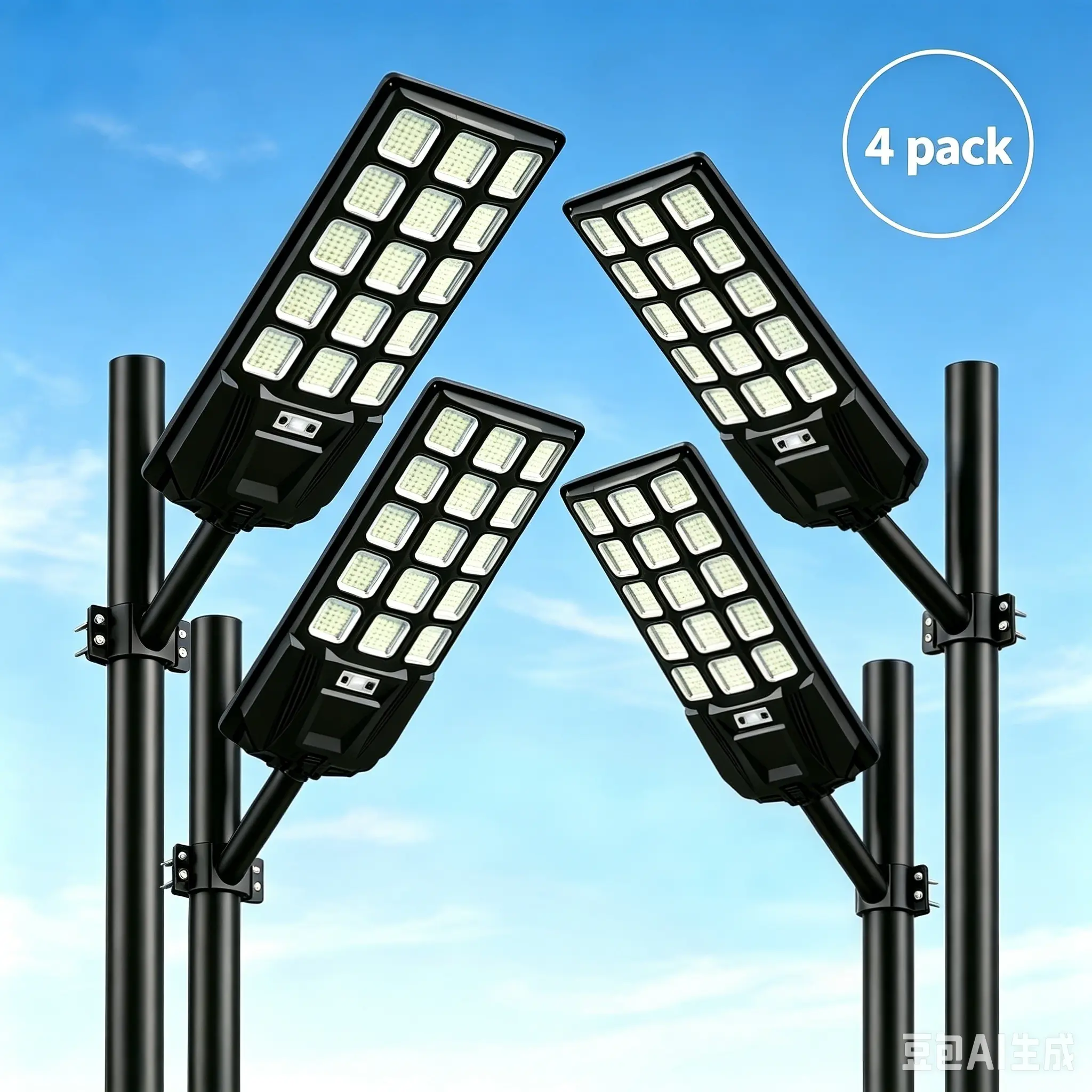 4 Pack Solar Street Light with Motion Sensor,Remote Control,IP66 Waterproof Security Light,for Wall Mount, Entryway, Driveway,Garden