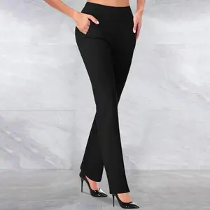 Dress Pants Women Business Casual Work Pants Women High Waist Stretchy Trousers Pull on Office Slacks Bottoms Womenswear Comfort Black Minimalist