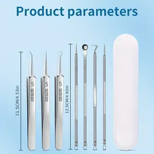 Professional German Ultra-Fine Pimple Tweezers and Needles Set, 4pcs Acne Blackhead Removal Tool Kit, Stainless Steel Blemish Extractor for Facial Care, Precision Comedone Zit Popping Tool for Clear Skin Beauty Essential Tools