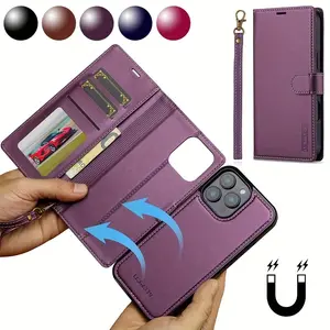 [2-in-1 Wallet Case] 2-in-1 Detachable Fashion Synthetic Leather Wallet Wallet Card Slot Stand with Wrist Strap Mobile Phone Bag Cover  for Apple iPhone 17 16 15 14 13 12 11 Pro Max with Lanyard  Christmas-Easter-Valentine's Day-Birthday Gift
