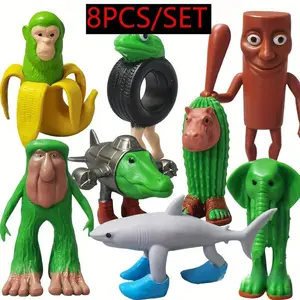 8pcs 1 Set Italian Brainrot Plastic Toy Action Figure,Tung Tung Tung Sahur Tralalero Tralala Decorative, Desktop Ornaments, Christmas, Birthday Gifts ,Animals