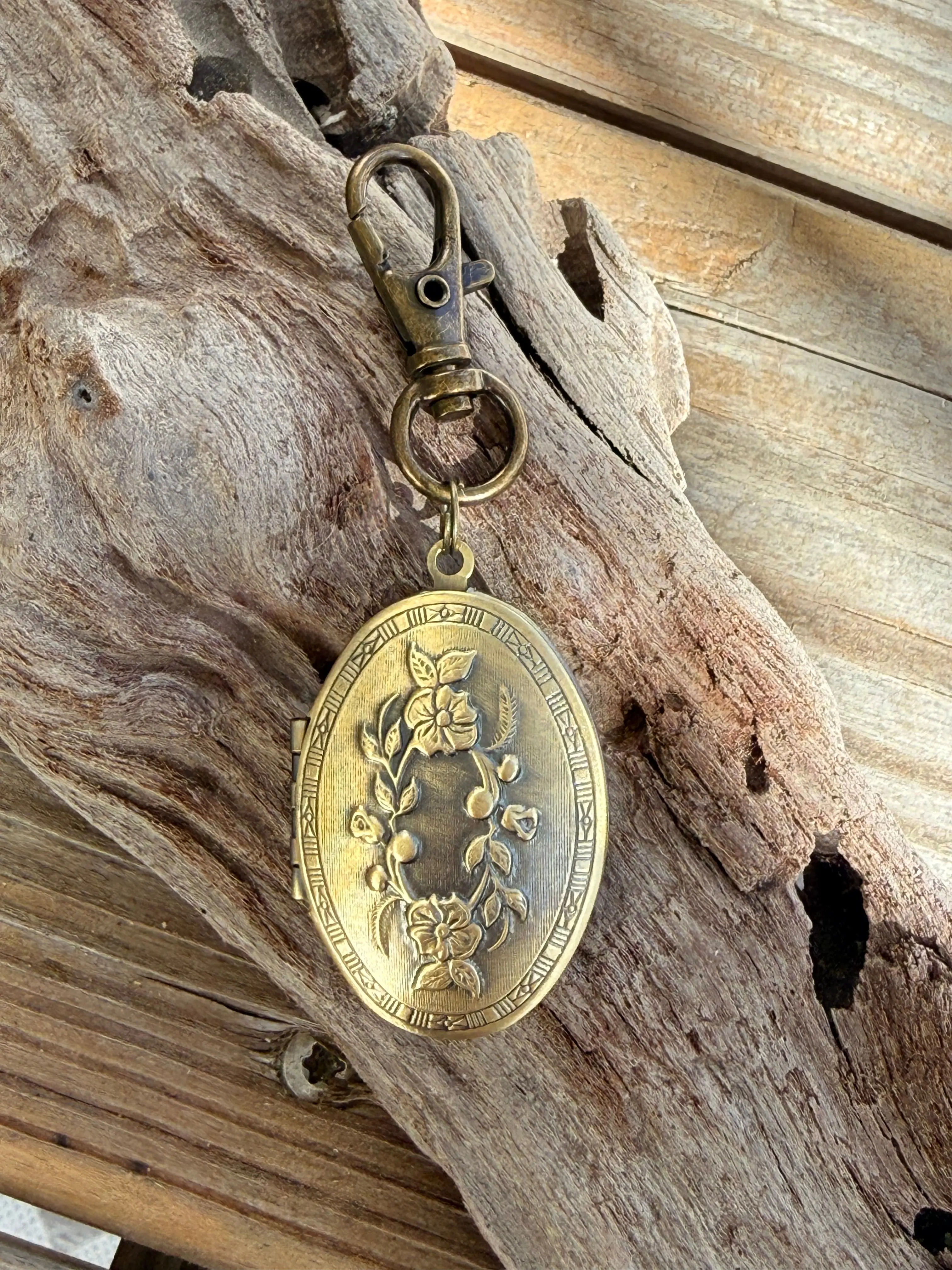 Interchangeable Bag Charm - Oval Floral Locket Only