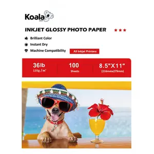 Koala 135gsm Inkjet Glossy Photo Paper 100 Sheets 36lb Fast Dry High Color Consistency Vivid Printing for Inkjet Printers 8.5"x11"