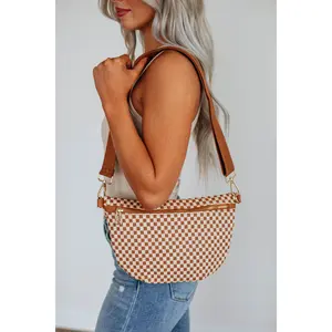 Patsy Checkered Bum Bag - Cognac