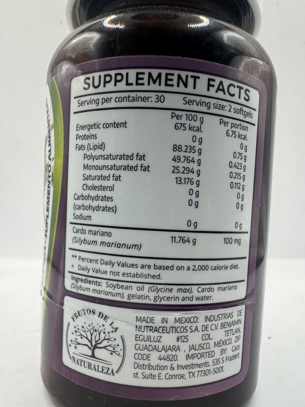Frutos de la Naturaleza - Milk Thisle - Cardo Mariano 60 SoftGels