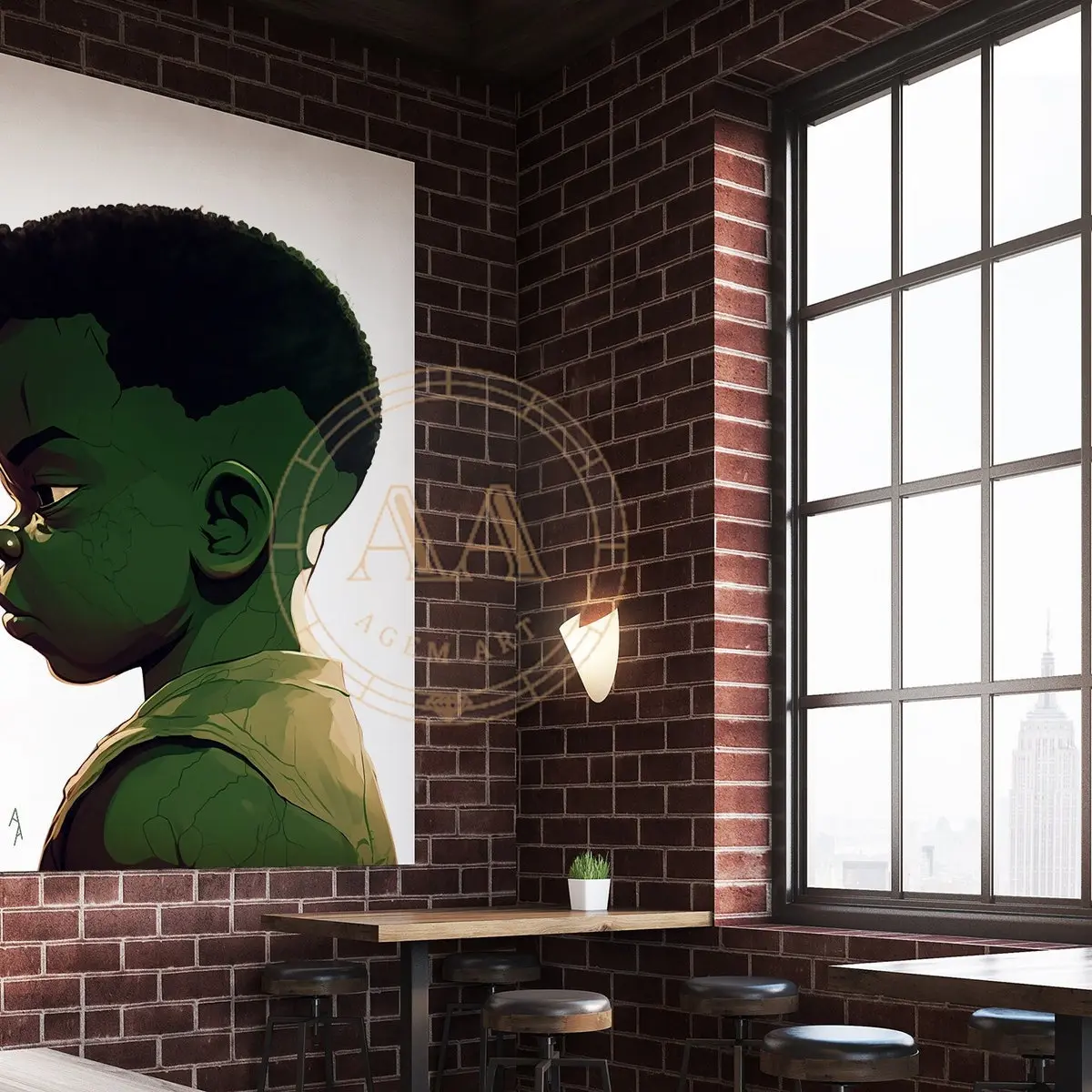 Unframed, Room Decor, Black Hulk Wb, Wall Art, Gift for Kids, Kids Room, Black Art, Wall Decor, Black Superhero- 5 Sizes (8x12–27x40 inch)