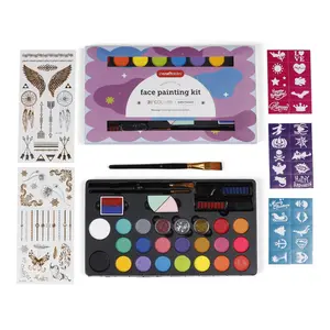 Incraftables Face Painting Kit for Kids Party & Adults Colors, Face Paint Stencils, Brushes, Glitters & More. Non-Toxic Water Based Face Paint Kit