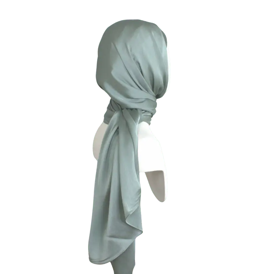 Luxe Elegance Satin Crinkle Hijab -Eucalyptus Green