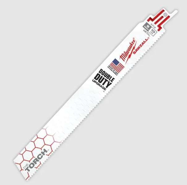 Milwaukee 48-00-5713 Torch Series SAWZALL Blades - 5PC, 9in, 10 TPI, Double Duty Metal Blades with Grid Iron Pattern for Straight Cuts, Increased Rigidity
