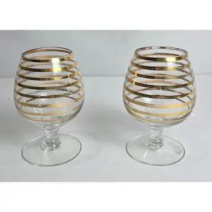 Vtg. MCM Gold Glass Set (2)