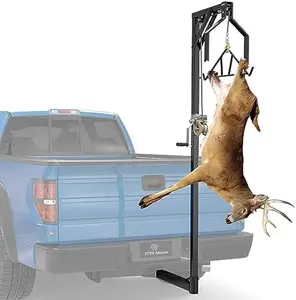 OEDRO 2" Trailer Hitch Mounted Deer Hoist, Adjustable Deer Lift Truck Hitch Game Hunting Hoist with 360 Degree Winch Lift and Gambrel Set,500lbs,Black