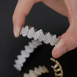 2 Pcs/Set Deluxe Punk Teeth Hip Hop Top and Bottoms Set - Sparkling Jewelry, Instant Style Elevator for Rappers and Cosplayers Oral