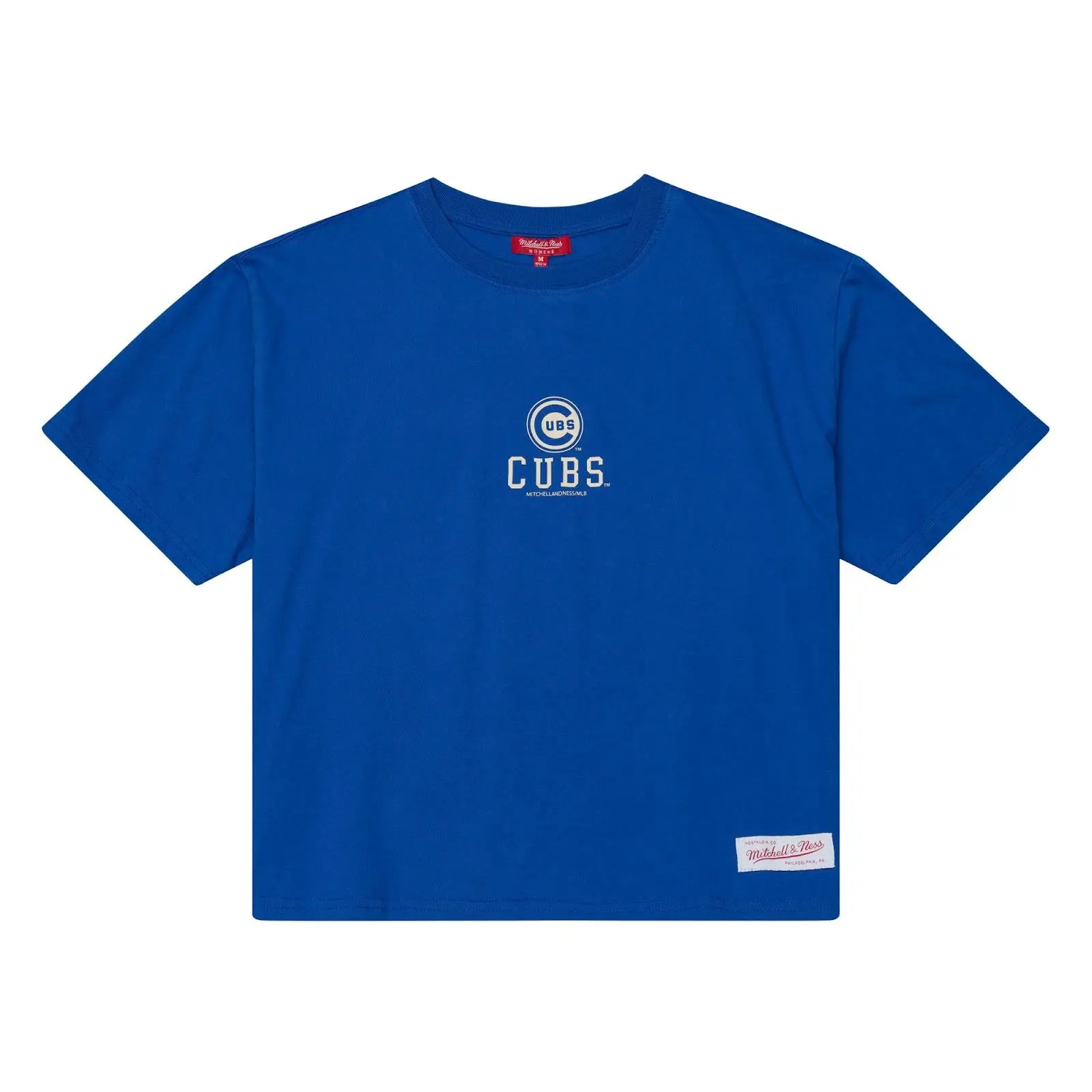 Women's Chicago Cubs Royal Core Essentials Cropped Boxy T-Shirt MLB Throwback Tee Graphic Vintage Fan Gear Mitchell & Ness