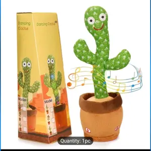 Dancing Cactus Plush Toy with Light Up Feature, Singing & Imitation Recording, 120 English Songs, Interactive Dance & Talk Function, Polyester Fiber, for Men, Women, and Babies (Batteries Not Included)