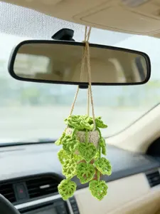 Handmade Crochet Plant Hanger, Woven Hanging Decor, Car Interior Decoration, Mirror Hanging Ornament, Home Decor Gift, All Seasons