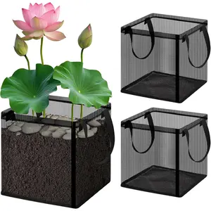 2 count Aquatic Planting Bags with Handles,7.8" Aquatic Pond Planter for Pond, Square Grow Bags, Durable Breathe  Fabric  Bags for Aquatic , , Carrot, Flower (1 Gallon)