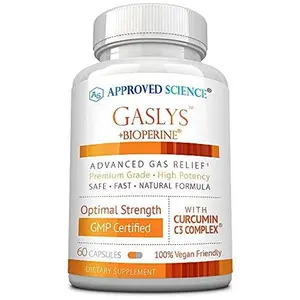 Approved Science Gaslys - Digestive Tract, Gas, and Stomach Supplement - with Artichoke Powder, Ginger, Fennel Seed - 180 Count - Pack of 1