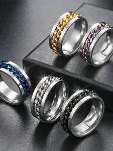 Business Style Pressure Relief Ring Bottle Opener, Rotating Chain Stainless Steel Loop, Creative Gift for Friends and Family