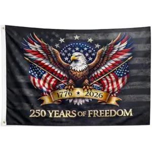 Double-sided 250th Anniversary American Flag Double Sided 3 Ply Heavy Duty Outdoor Patriotic Decor Fade Resistant Quadruple Stitched Fly End USA Flag for Home July 4th Celebration