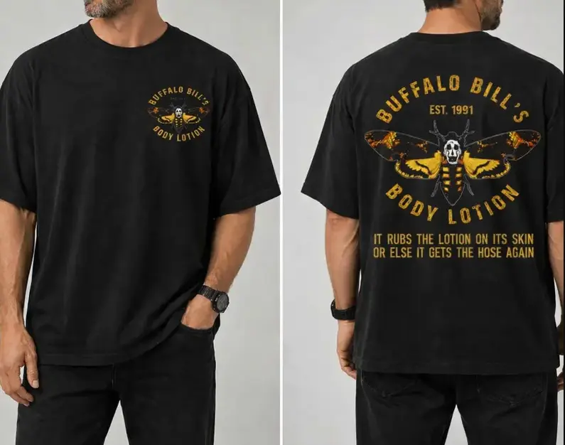 Buffalo Bill Body Lotion Vintage Shirt, Silence of the Lambs Graphic Tee, It Rubs the Lotion Quote Tee, Horror Movie Fan Gift