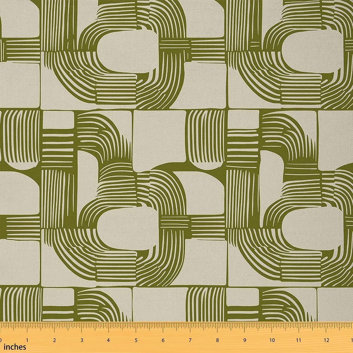 Boho Ethnic Upholstery Fabric Geometric Stripes Waterproof Outdoor Fabrics Olive Green Bohemian Striped Fabric Sewing DIY Crafting Modern Simple Aesthetics Decor