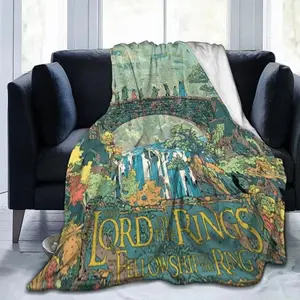 Lord Of The Rings Flannel Throw Middle Earth Landscape Blanket Soft Funny Throw Blanket Cozy Lightweight Plush Portable Cover Blanket For Sofa,Warm Gift For Birthday,Christmas,Multiple Blankets