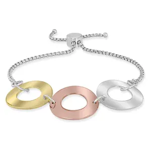 Steel by Design Tri-Color Open Circle Adjustable Bracelet