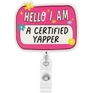 Funny Badge Reel Retractable Clip Cute Nurse Coworkers Teacher Social Worker  Badge Reel Gifts for Women I'm A Certified Yapper Badge Holder Work Office  Clip Badge Accessories