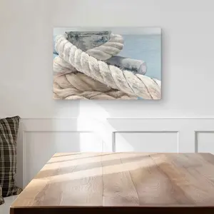 Begin Home Decor C1MP1218Z284W5 12 x 18 in. Tie-Down Ropes Closeup Wall Art - Still Life White Metal Print Decor