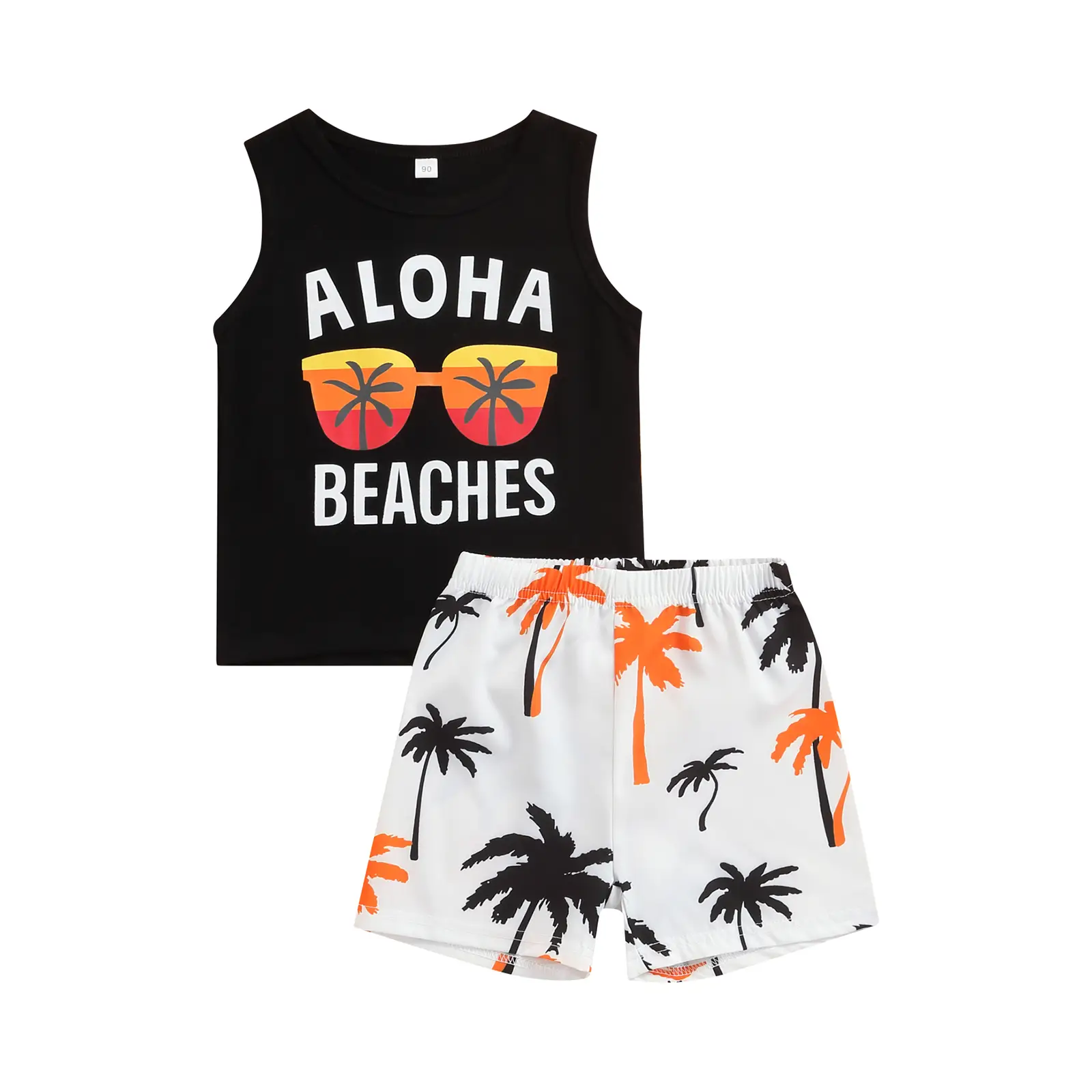 1-5Years Toddler Boys Shorts Set Seaside Printed T-Shirt+Shorts 2Pcs Little Boy Outfits Summer Clothes Suit Beachwear
