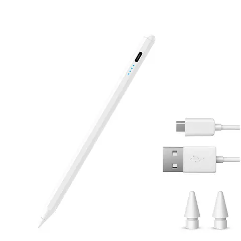 Portable Lightweight Magnetic Plastic Stylus Pencil for Tablets & Phones - High Precision Writing Accessory for Teachers, Sketching with Palm Rejection, Tilt Angle Sensitivity, Fast Charging, 4LED Power Check, Plug-Charging, Plug-and-Play