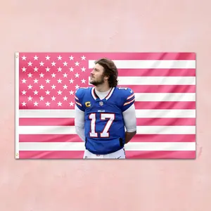 Josh Allen Pink USA Flag Tapestry Aesthetic Room Decor – Aesthetic American Flag – Fan Wall Decor