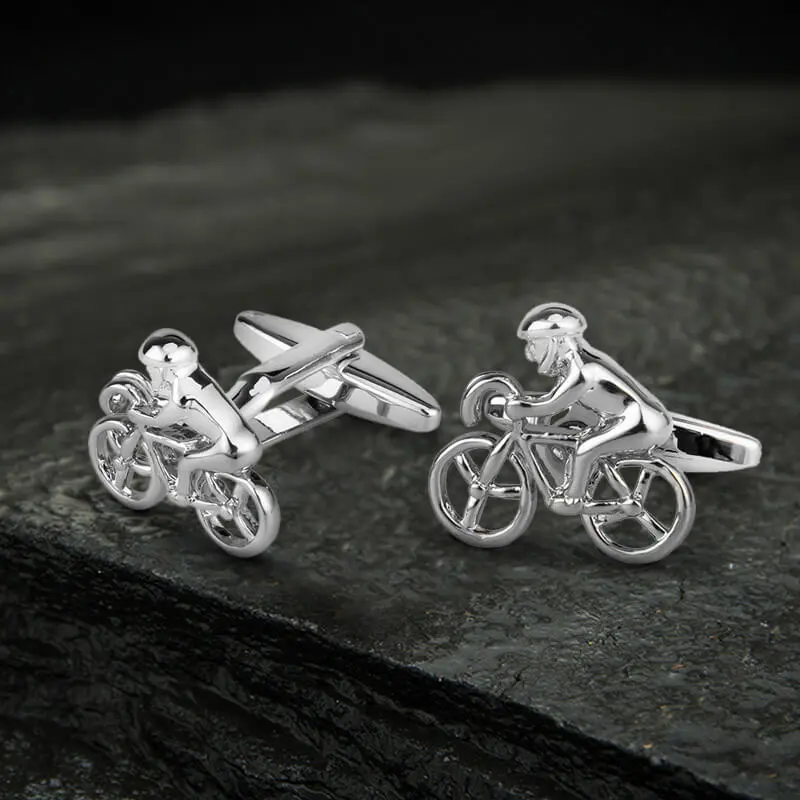 GTHIC Cycle Track Design Brass Bullet Back Cufflinks Personalized Minimalist Accessories for Men Birthday Gift