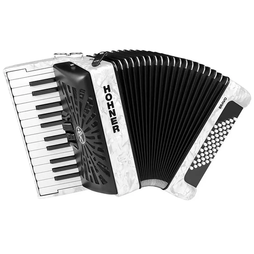 Hohner Bravo II Key Accordion White